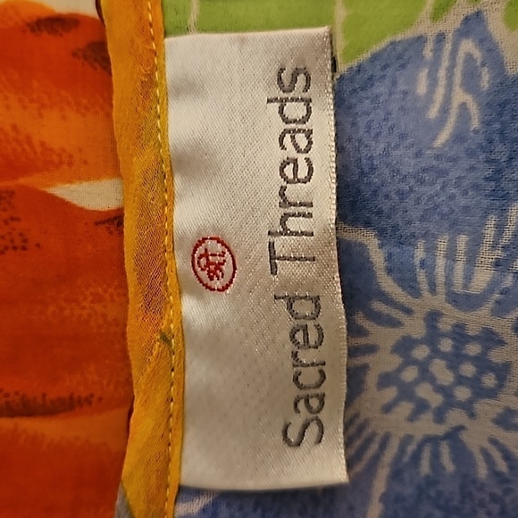 SACRED THREADS Canary Yellow Assymetric Floral Chiffon Sleeveless Maxi Dress - Picture 9 of 14